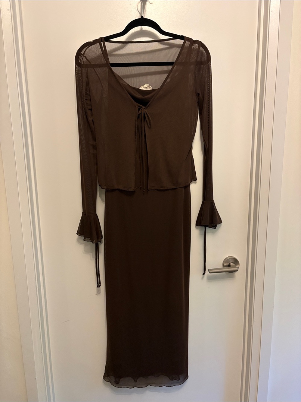 See You Monday Brown Long-Sleeve Dress